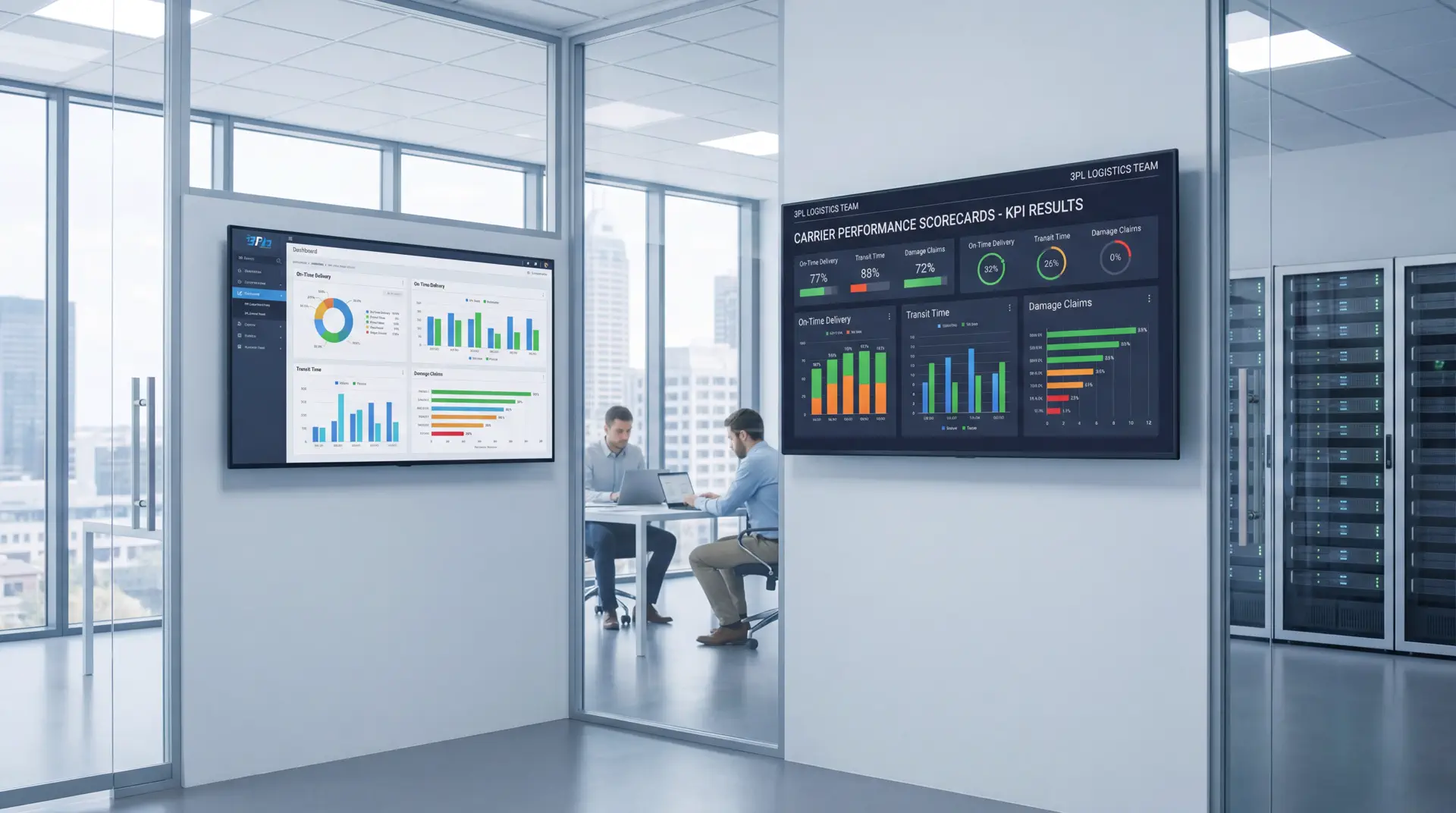 Dashboard showing carrier performance scorecards KPIs and exceptions