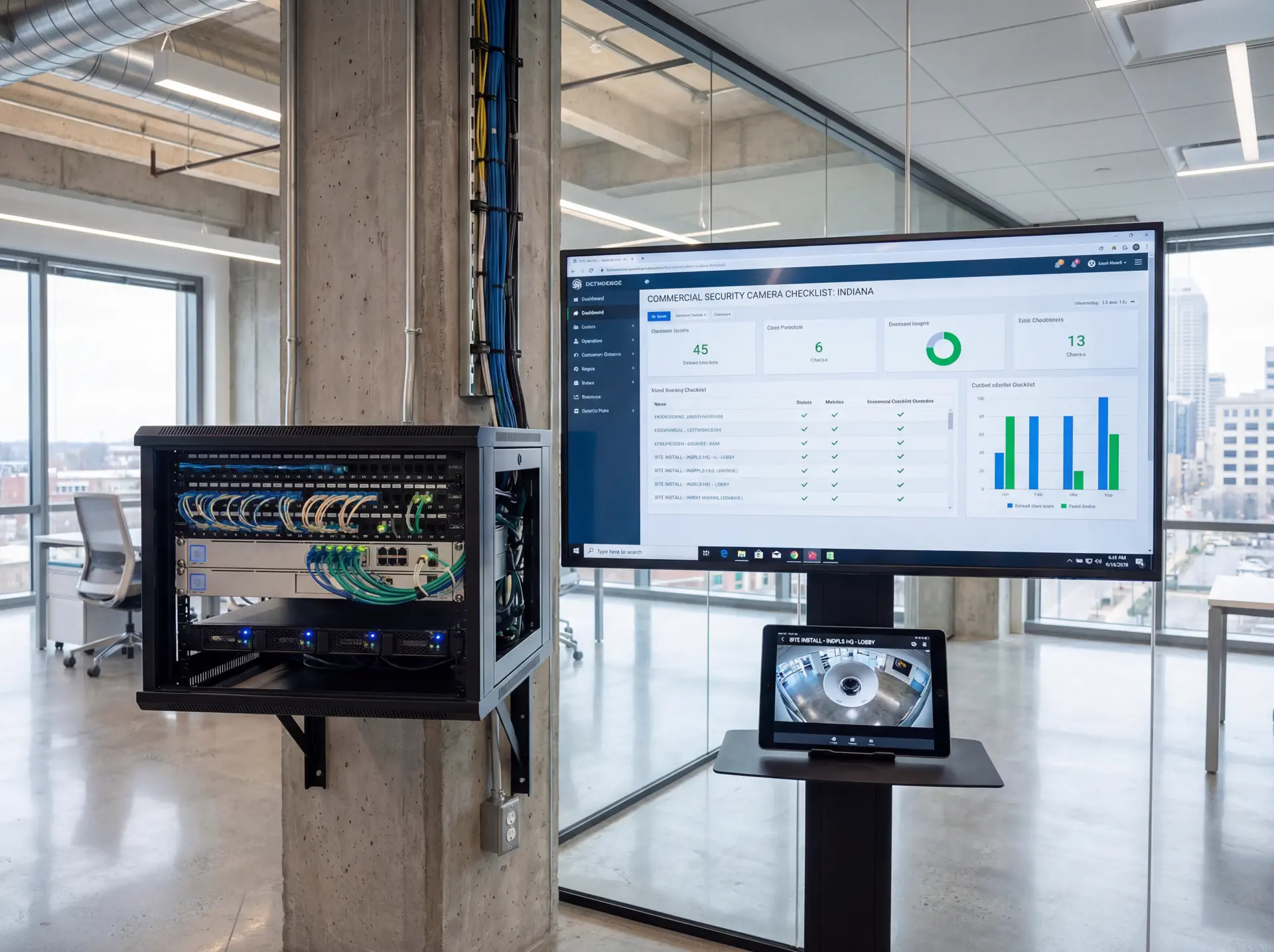Security camera dashboard and field setup for Indiana properties