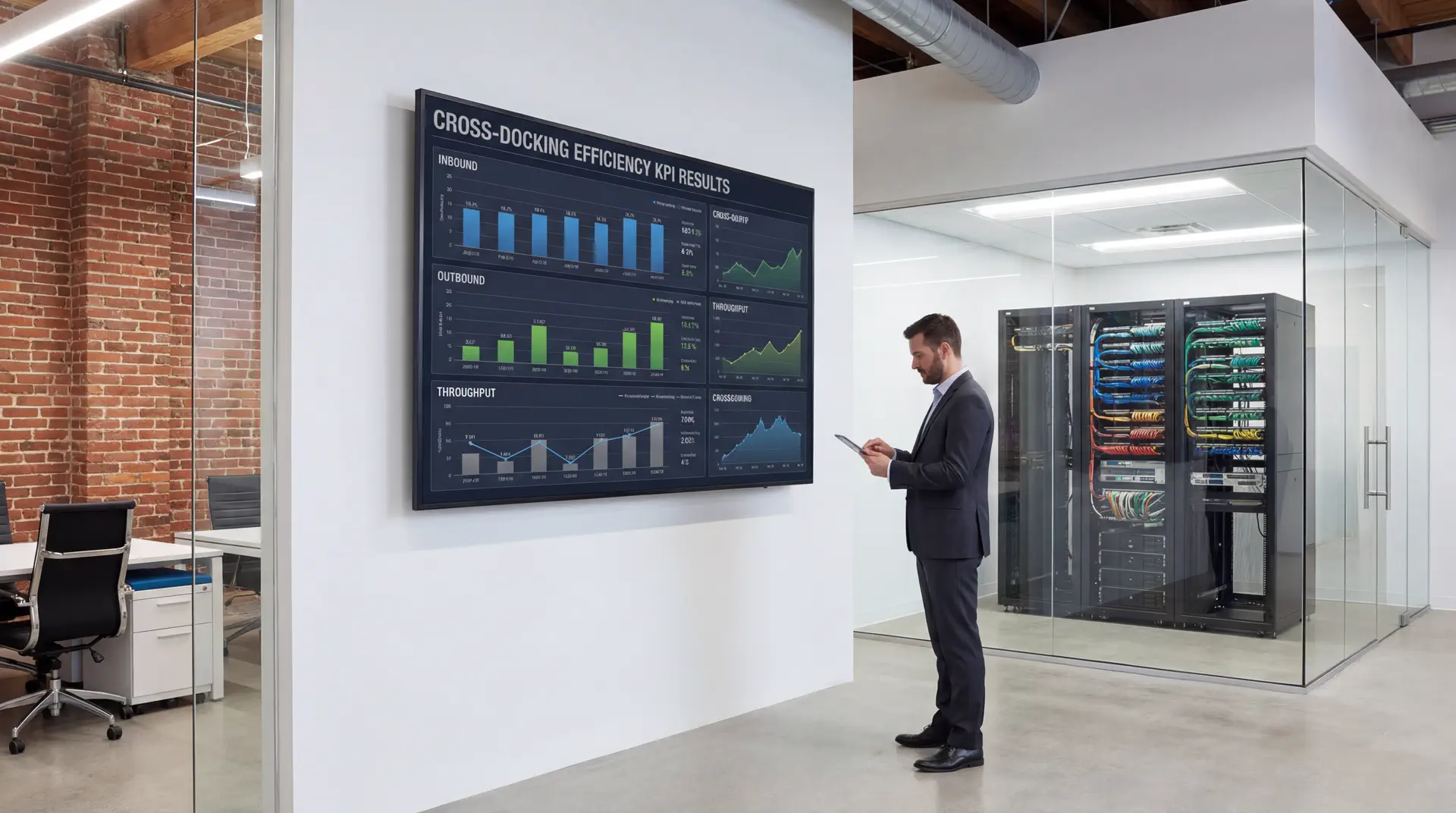 Dashboard showing cross-docking efficiency KPIs and exceptions