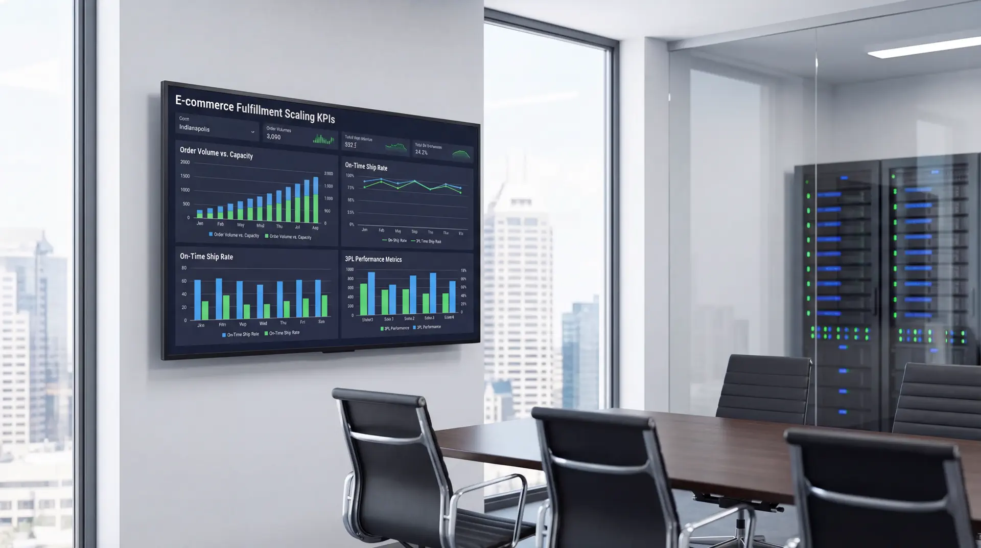 Dashboard showing ecommerce fulfillment scaling KPIs and exceptions