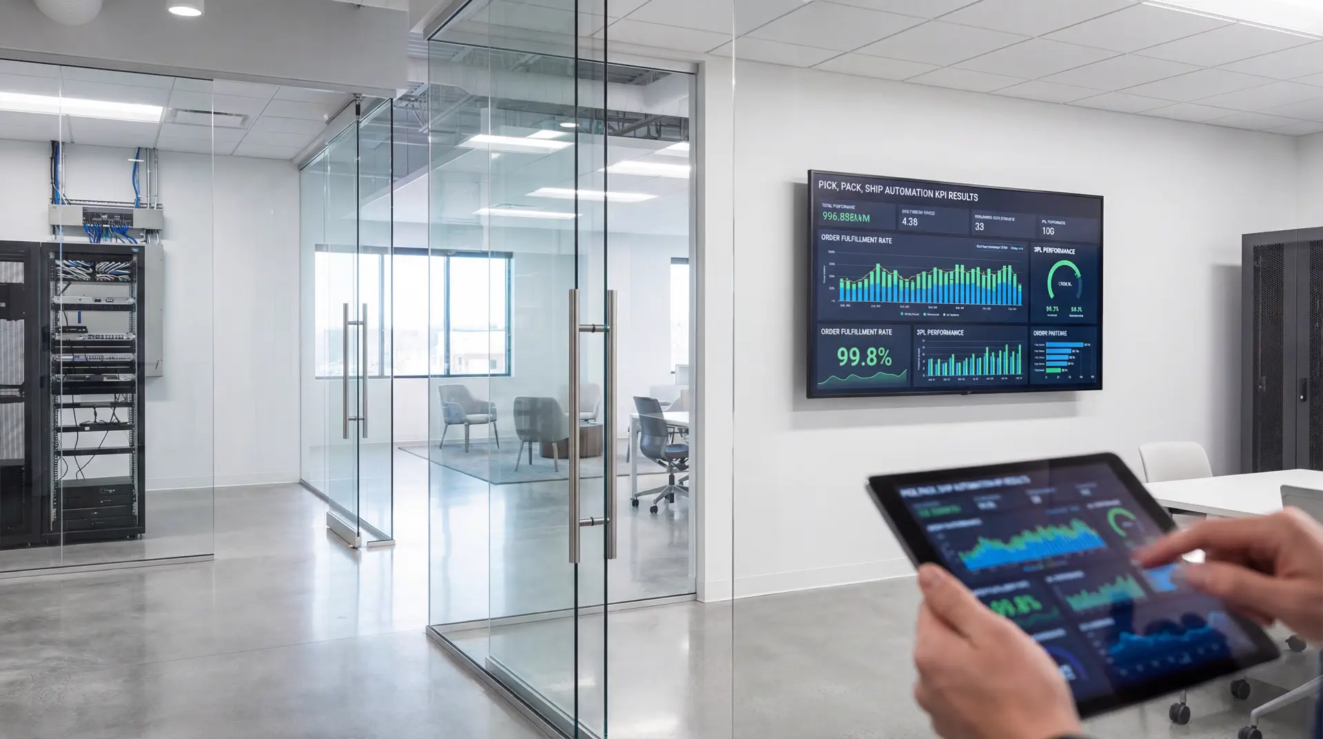 Dashboard showing pick pack ship automation KPIs and exceptions