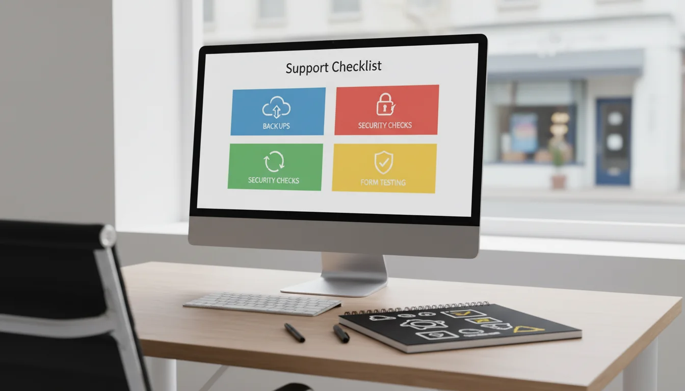 Website audit workflow showing homepage review, service page review, and contact-flow testing