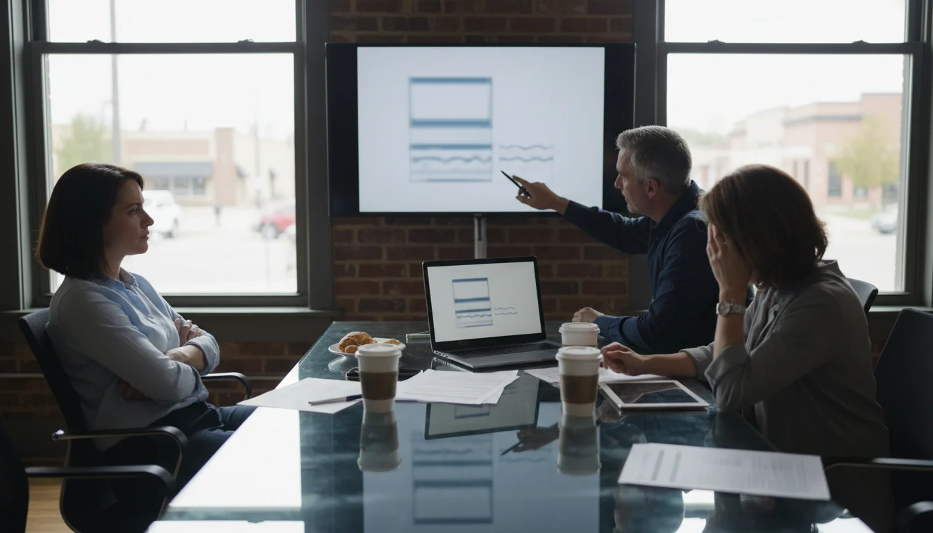 Carmel team reviewing a low-converting local website before SEO and messaging alignment.