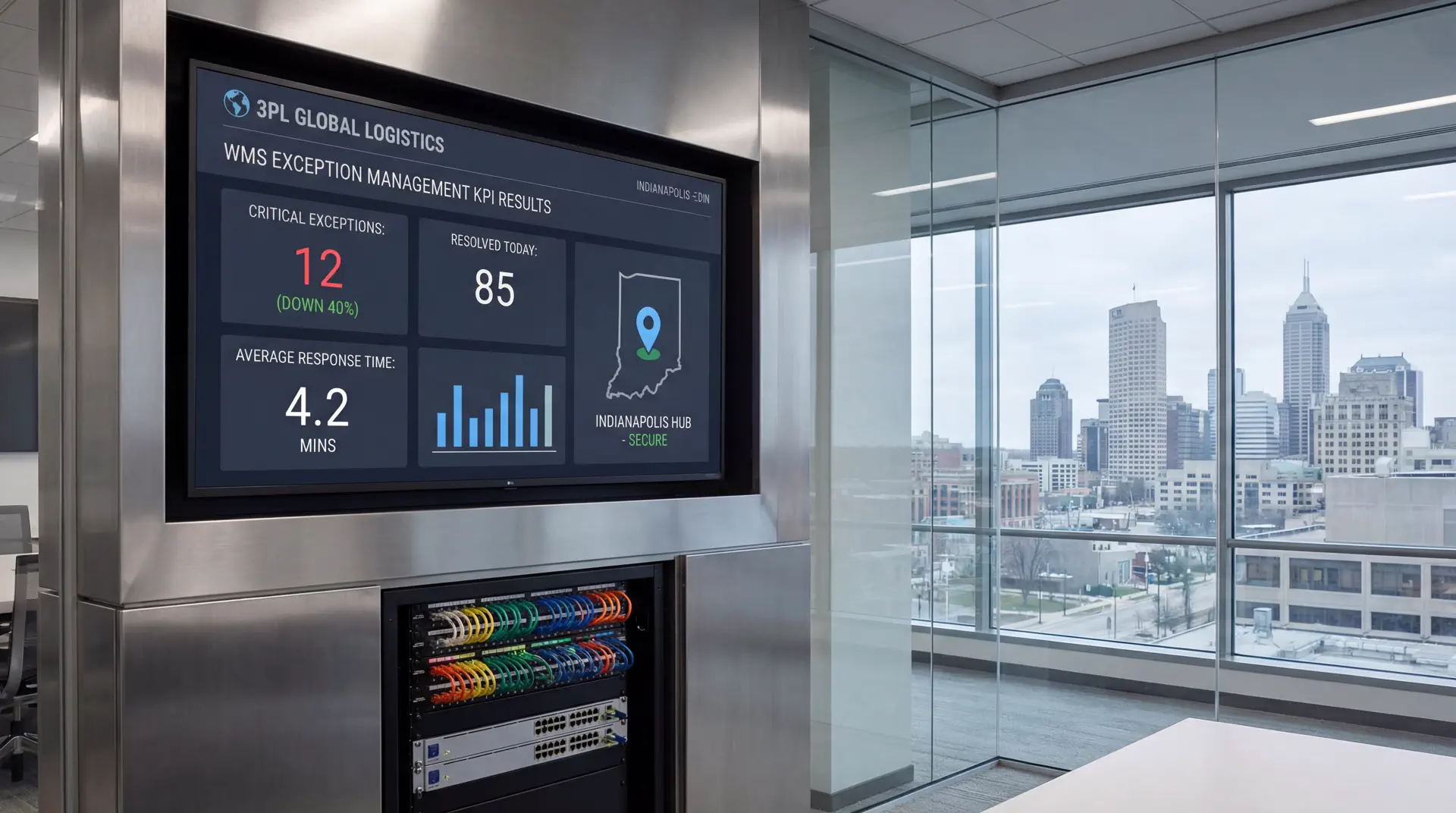 Dashboard showing WMS exception management KPIs and exceptions