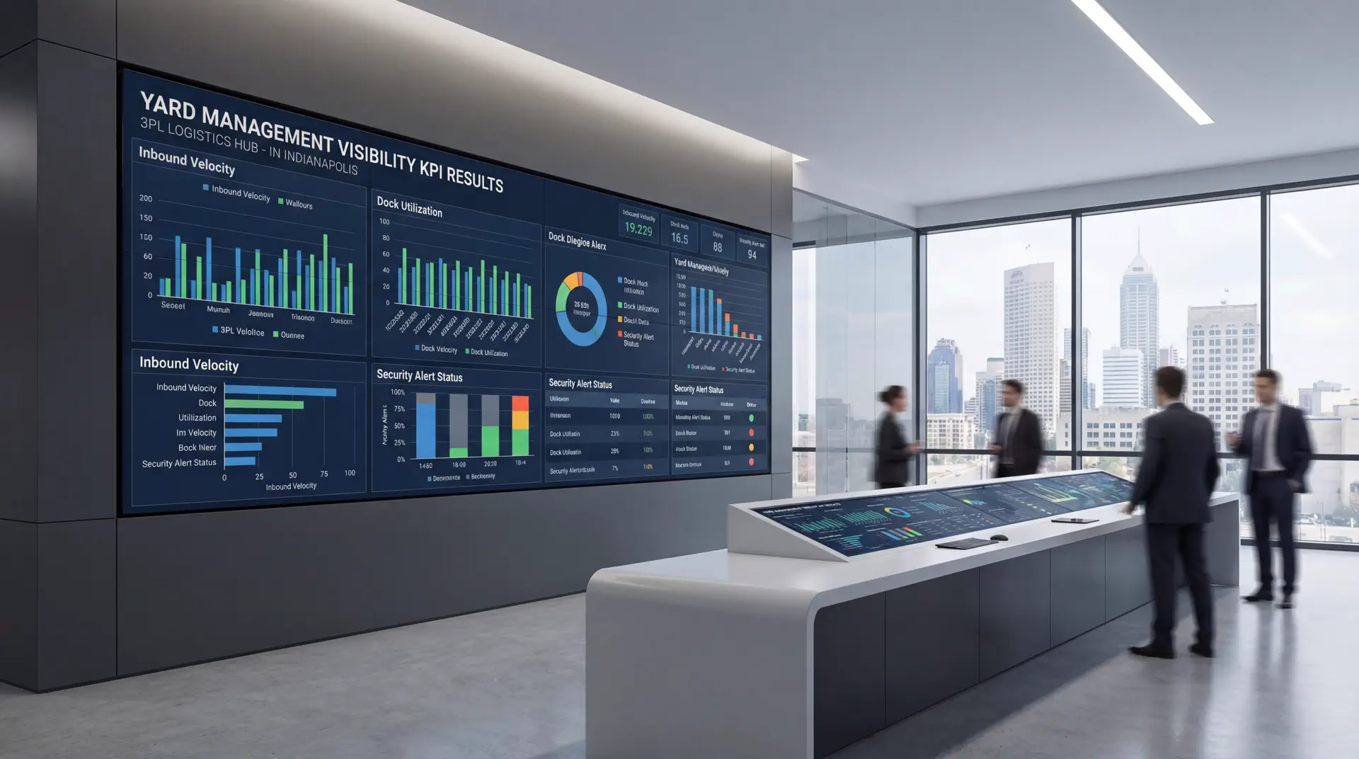 Dashboard showing yard management visibility KPIs and exceptions