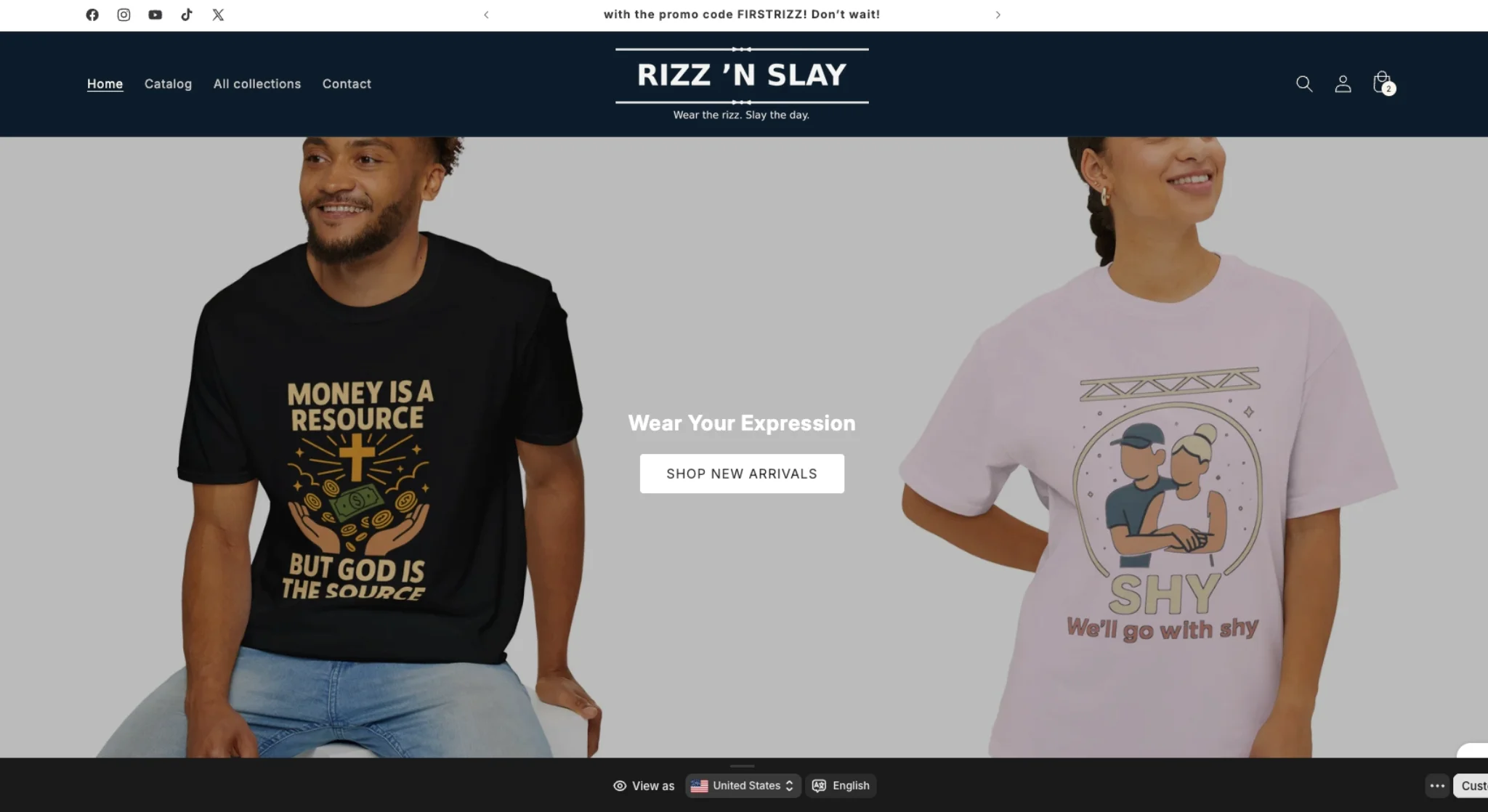 Rizz ’N Slay e-commerce website by Sowynet
